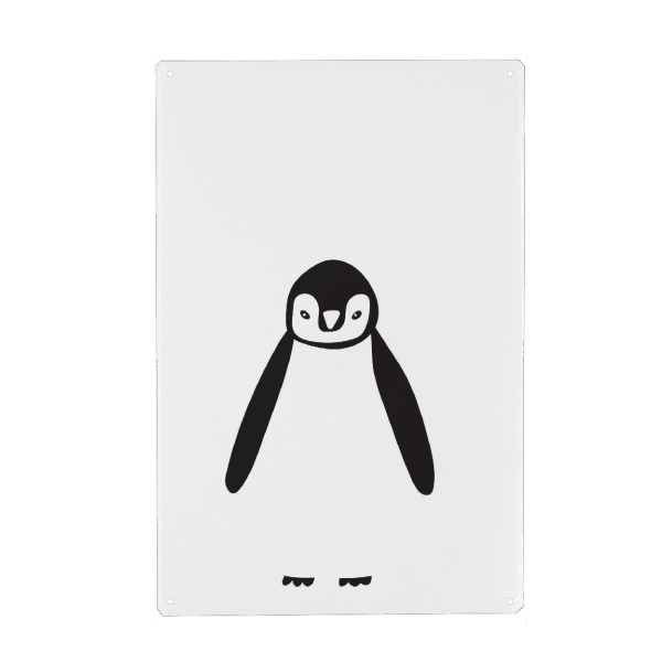 Metall Poster "Tierpoträt Pinguin schwarzweiß" artboxONE - Für Kinder,Tiere