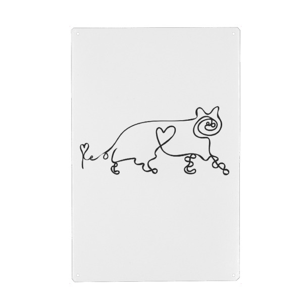 Holzbild "Katze Lineart für Katzenliebhaber" artboxONE - Schwarzweiß