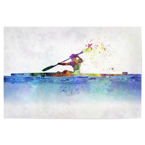 Poster 30x20 cm "Young man paddling in kayak" artboxONE - Sport