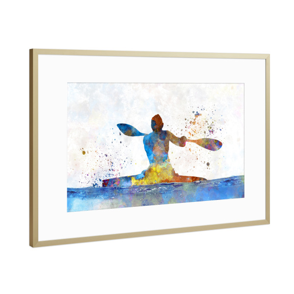 Poster mit Rahmen Gold "Female kayak athletes competing-c" artboxONE - Sport