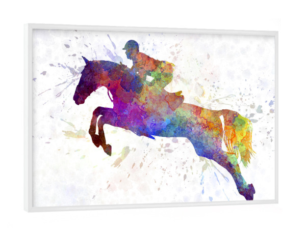Poster mit weißem Rahmen "Horse show in watercolor-f" artboxONE - Tiere,Sport
