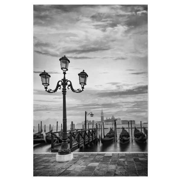 Poster "VENEDIG Monochrome Gondeln" artboxONE - Städte / Venedig