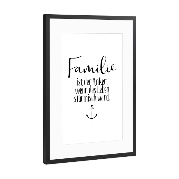 Poster mit Rahmen Schwarz (Metallic) "Familie Anker" artboxONE - Typografie,Für Mama,Für Papa