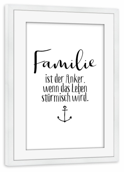 Poster mit Rahmen weiß "Familie Anker" artboxONE - Typografie,Für Mama,Für Papa