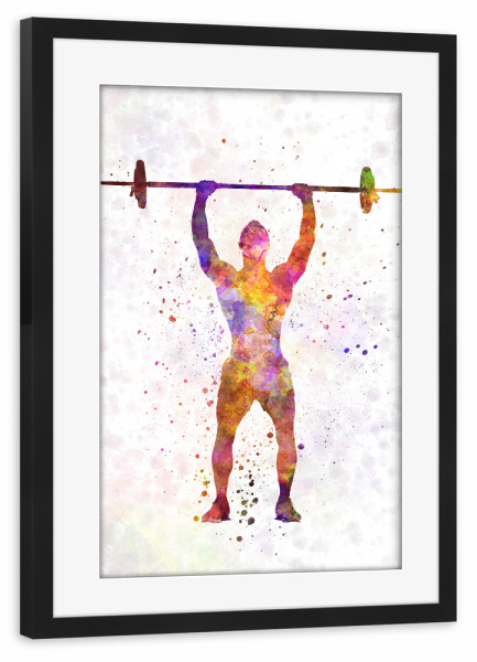 Poster mit Rahmen schwarz "Body building man isolated" artboxONE - Sport