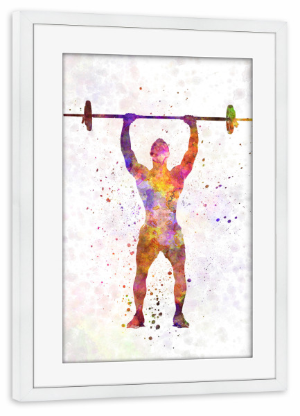 Poster mit Rahmen weiß "Body building man isolated" artboxONE - Sport - Sport,Sports,Color,Illustration,Bodybuilder,Gymnast,Weightlifter,Strength,Man