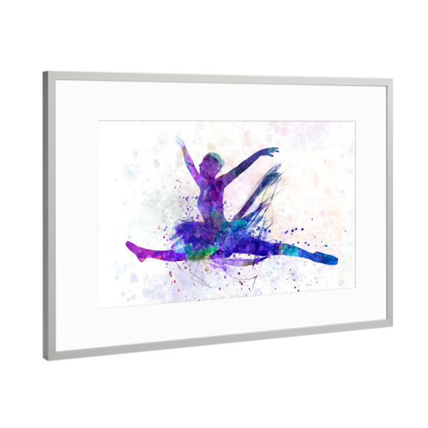 Poster mit Rahmen Silber "Ballet dancer-f" artboxONE - Sport