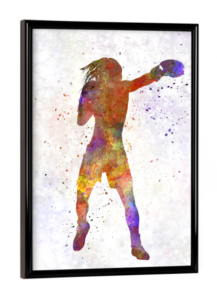 Poster mit schwarzem Rahmen "Woman boxer boxing kickboxing-c" artboxONE - Sport