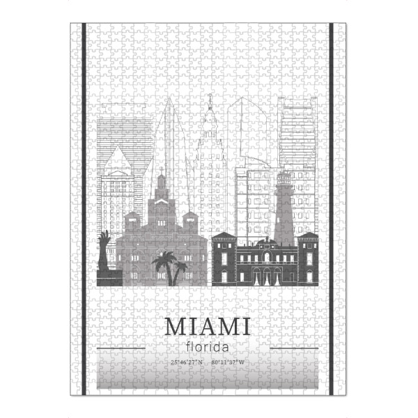 Puzzle Ravensburger "Miami skyline line art" artboxONE - Städte,Reise,Architektur,Kartografie
