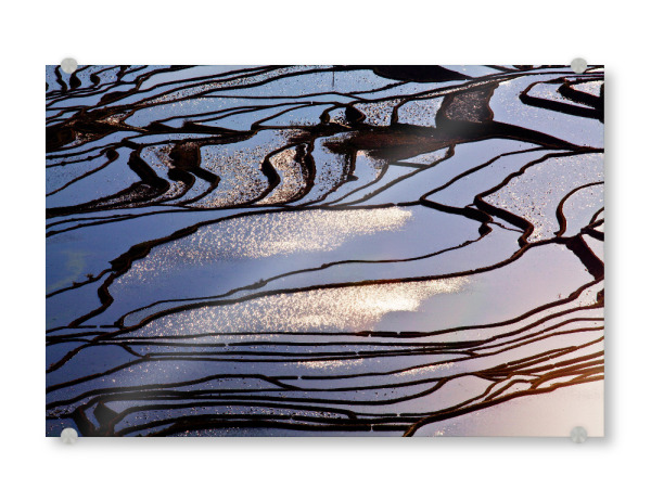 Acrylglasbild "Blauer Morgen" artboxONE - Natur,Reise / Asien - Asien,Reisterrassen,Wasser morgenlicht,Spiegelung,Water,Asia,Natur,Nature