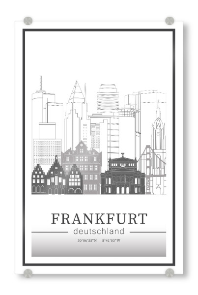 Acrylglasbild "Frankfurt skyline line art" artboxONE - Städte,Reise,Architektur,Städte / Frankfurt,Kartografie