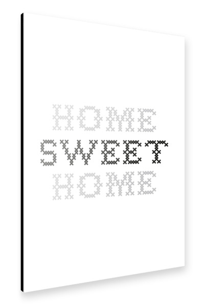 Alu-Dibond "Sweet Home I Sticken Schwarz" 30x20 cm artboxONE