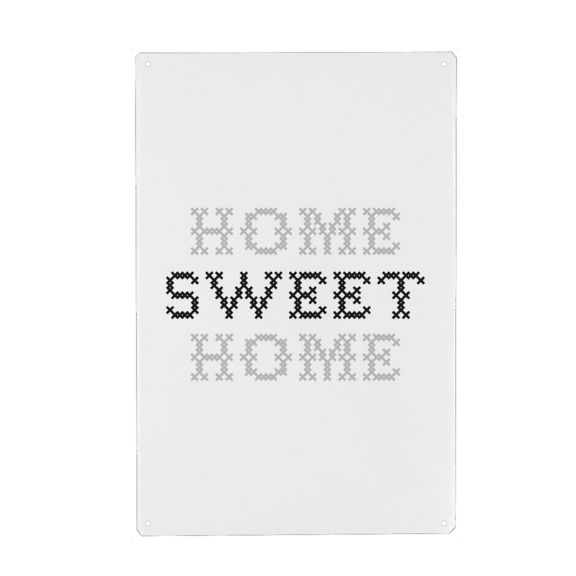 Metall Poster "Sweet Home I Sticken Schwarz" artboxONE - Typografie,Schwarzweiß,Liebe,Für Mama,Lustig
