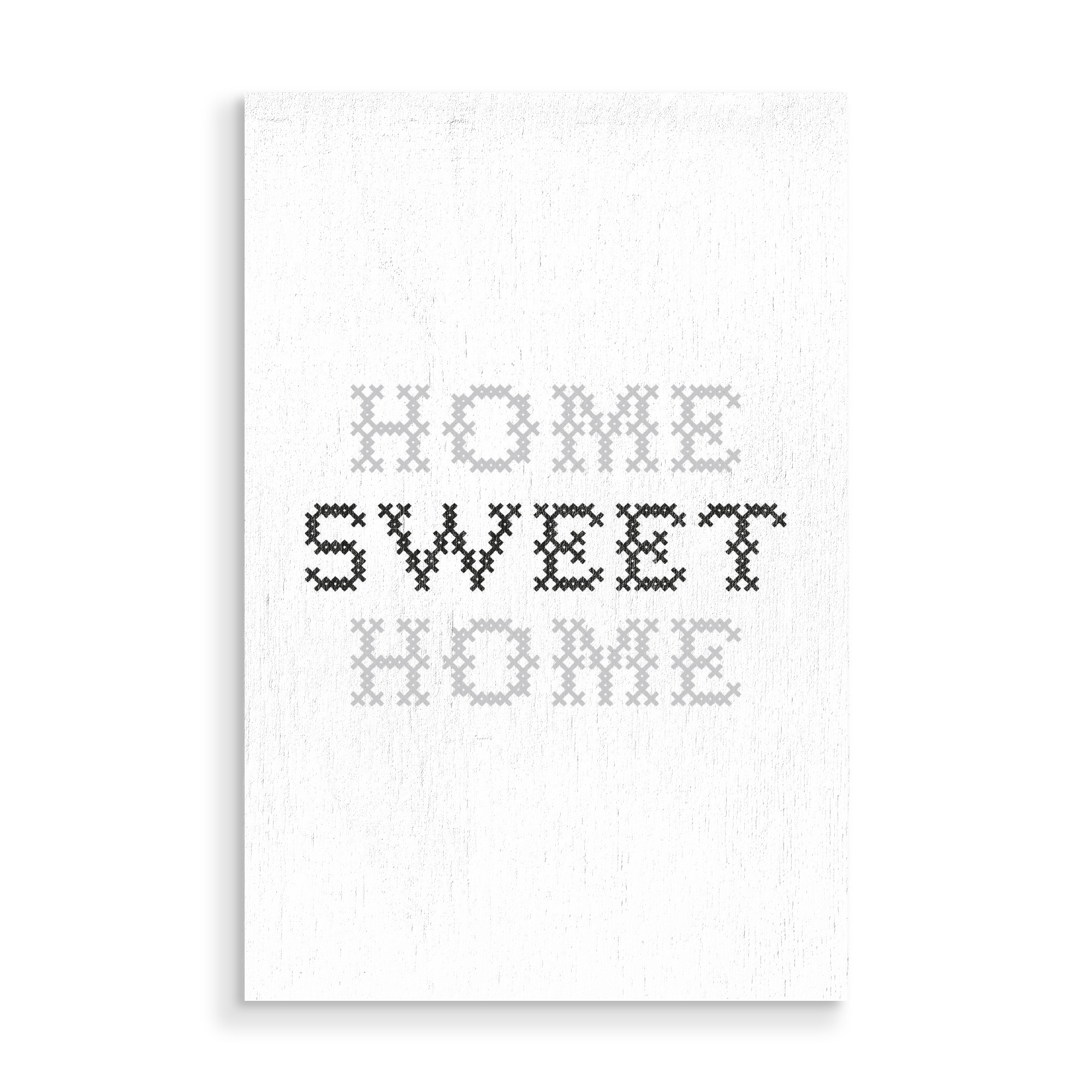 Holzbild "Sweet Home I Sticken Schwarz" artboxONE - Typografie,Schwarzweiß,Liebe,Für Mama,Lustig
