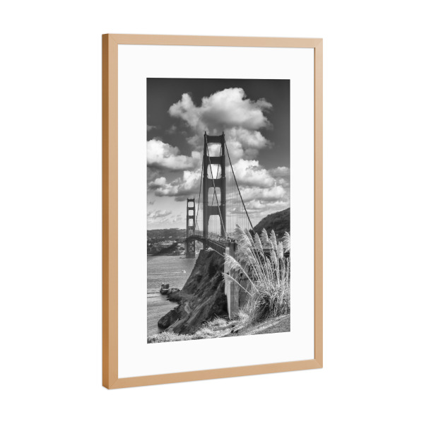Poster mit Rahmen Kupfer "Monochrome Golden Gate Bridge" artboxONE - Architektur,Städte / San Francisco