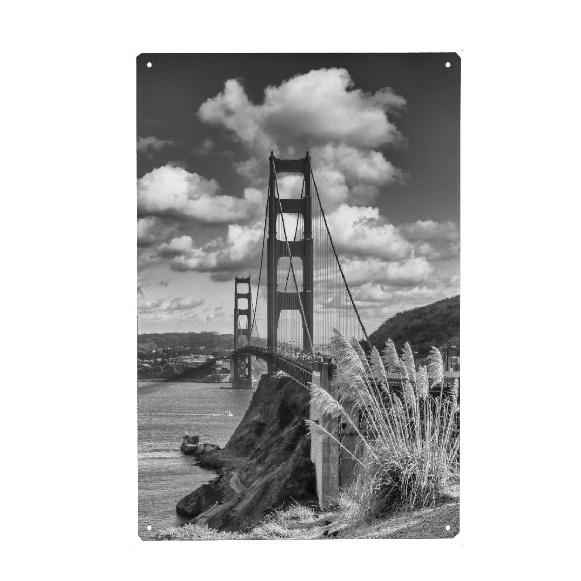 Holzbild "Monochrome Golden Gate Bridge" artboxONE - Architektur,Städte / San Francisco
