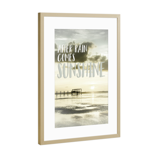 Poster mit Rahmen Gold "Positiv denken" artboxONE - Typografie,Natur