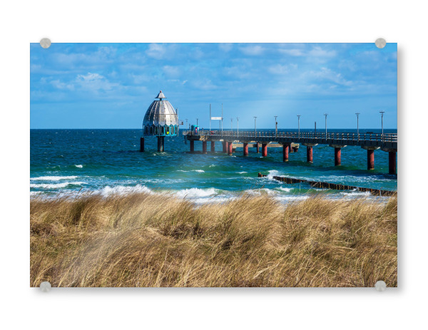 Acrylglasbild "Meer, Dünengras und Seebrücke" artboxONE - Natur,Reise,Architektur,Reise / Strand und Meer