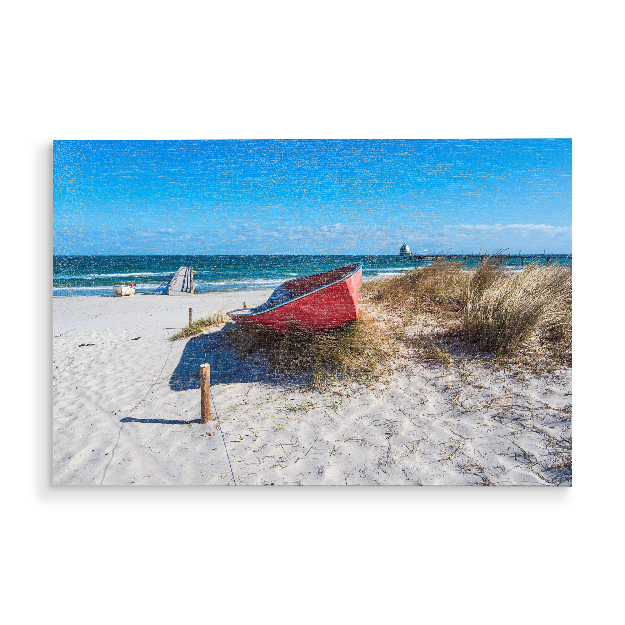 Holzbild "Fischerboote, Steg und Seebrücke" artboxONE - Natur,Reise,Architektur,Reise / Strand und Meer