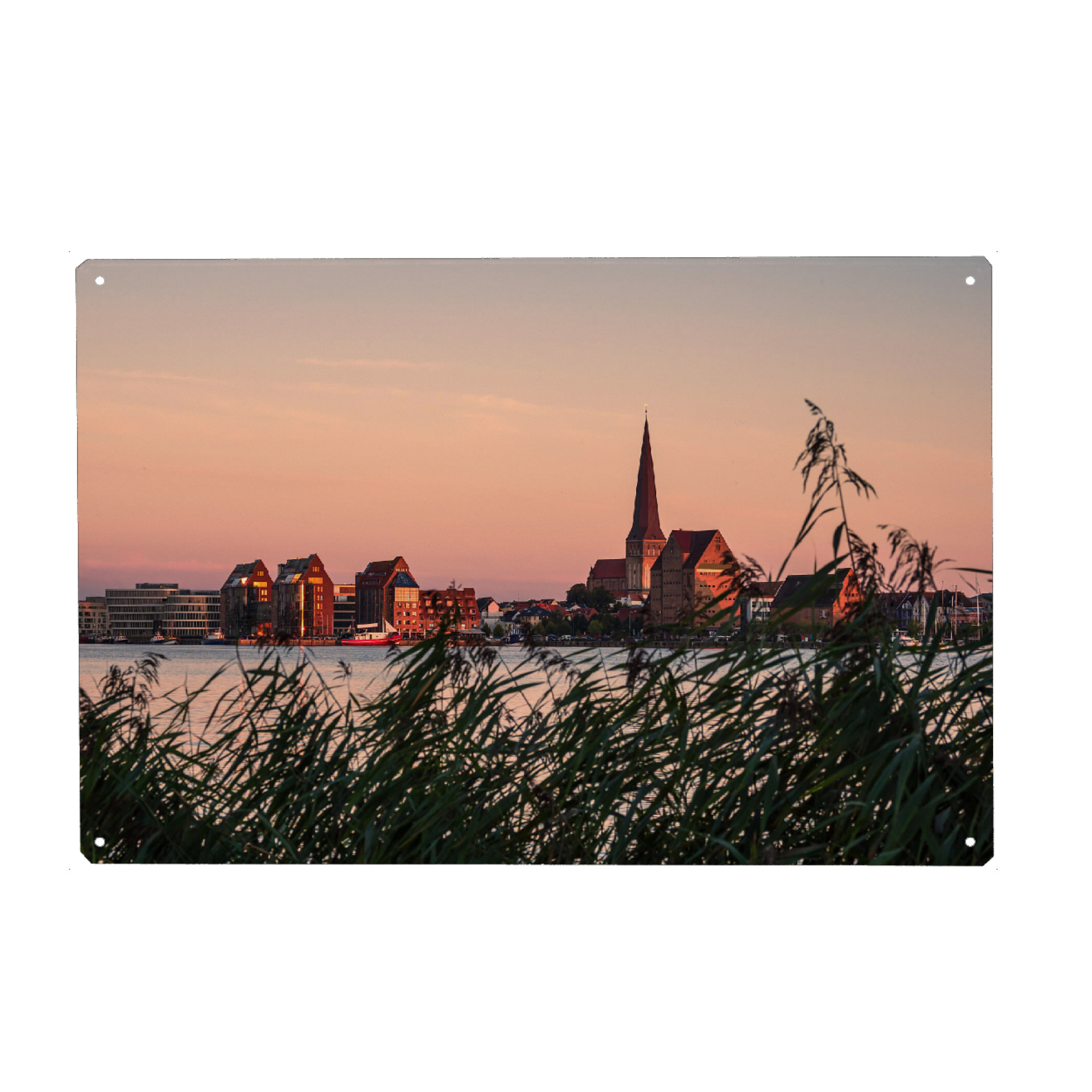 Metall Poster "Schilf und Rostock" artboxONE - Natur,Reise,Architektur,Städte / Weitere