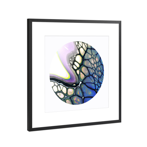 Poster mit Rahmen Schwarz (Metallic) "Wing Art - Cells - Blue" artboxONE - Abstrakt