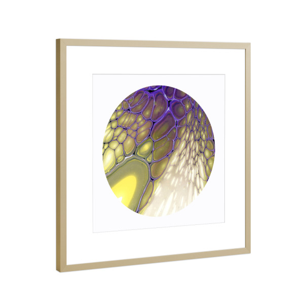 Poster mit Rahmen Gold "Lila and Yellow - Cell Art" artboxONE - Abstrakt