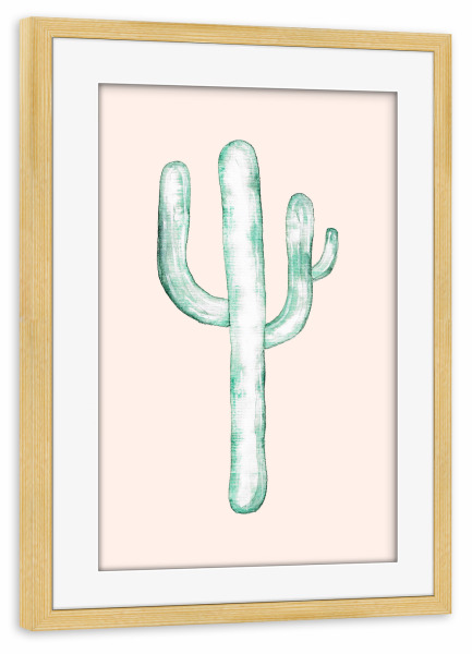 Poster mit Rahmen kiefer "Cactus blush line" artboxONE - Natur,Floral