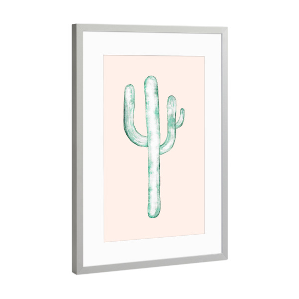Poster mit Rahmen Silber "Cactus blush line" artboxONE - Natur,Floral