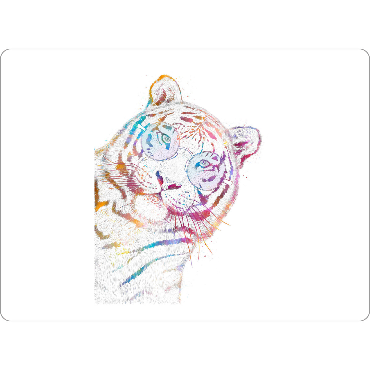 Tischset "Summer tiger" artboxONE - Natur,Tiere,Fashion,Lustig - Tiger,Cat,Cats,Summer,Sunglasses,Colorful,Katze,Animal,Wild,Tier,Bunt,Portrait