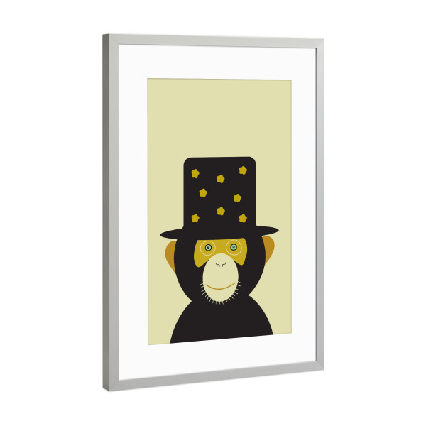 Poster mit Rahmen Silber "Affe Tierpotrait Affenkopf" artboxONE - Für Kinder,Tiere