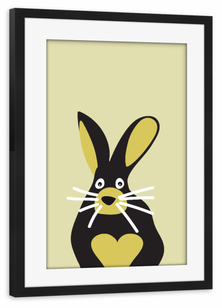 Poster mit Rahmen schwarz "Hase Tierportrait" artboxONE - Für Kinder,Tiere
