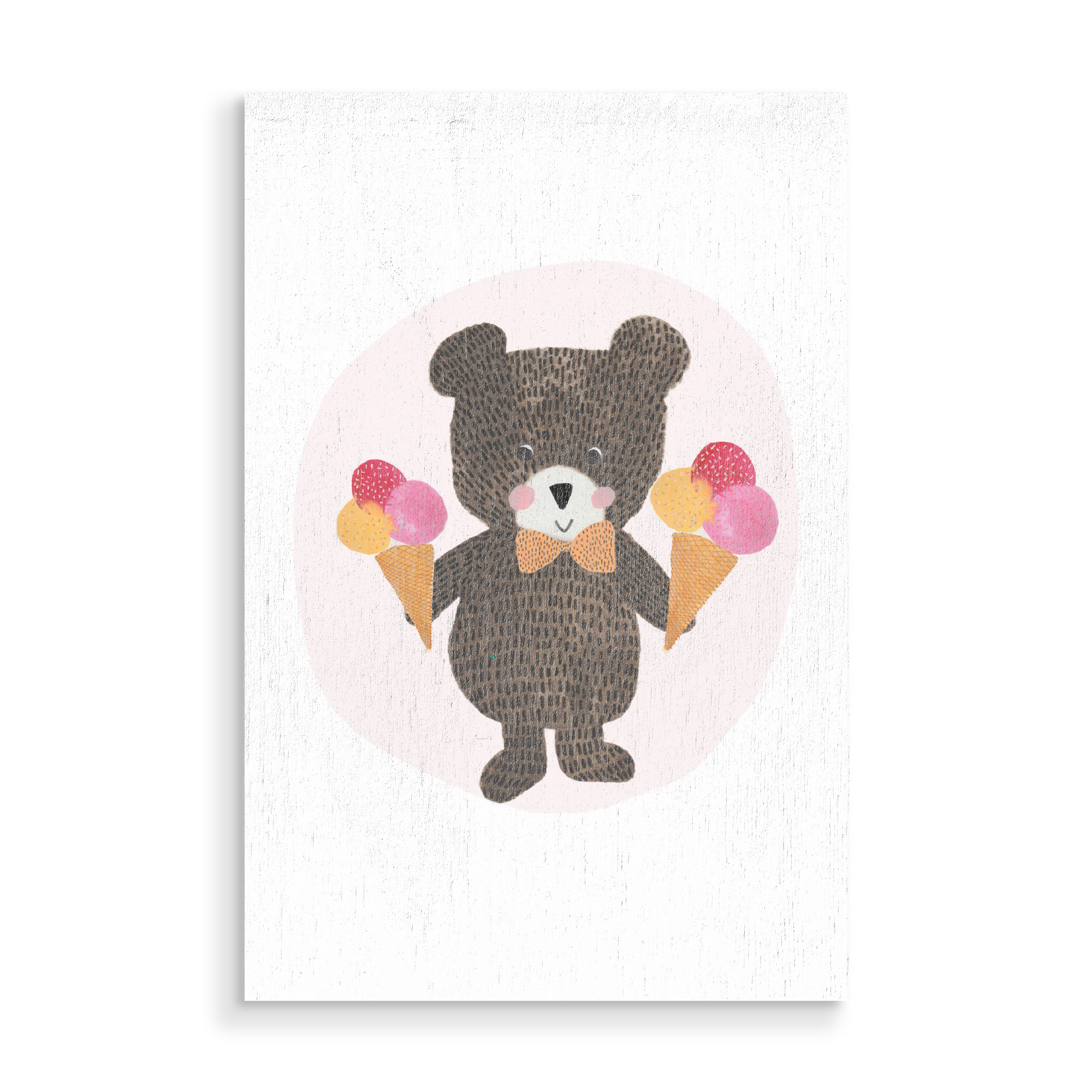 Holzbild "Lisa Dolson - Eiscreme-Bär" artboxONE - Für Kinder,Tiere,Essen & Trinken,Comic,Lustig