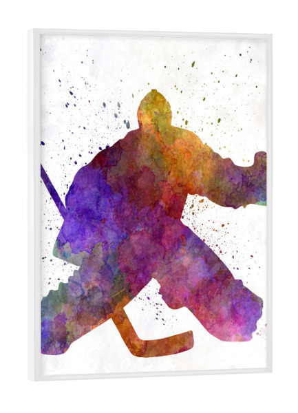 Poster mit weißem Rahmen "Hockey goalkeeper in watercolor" artboxONE - Sport