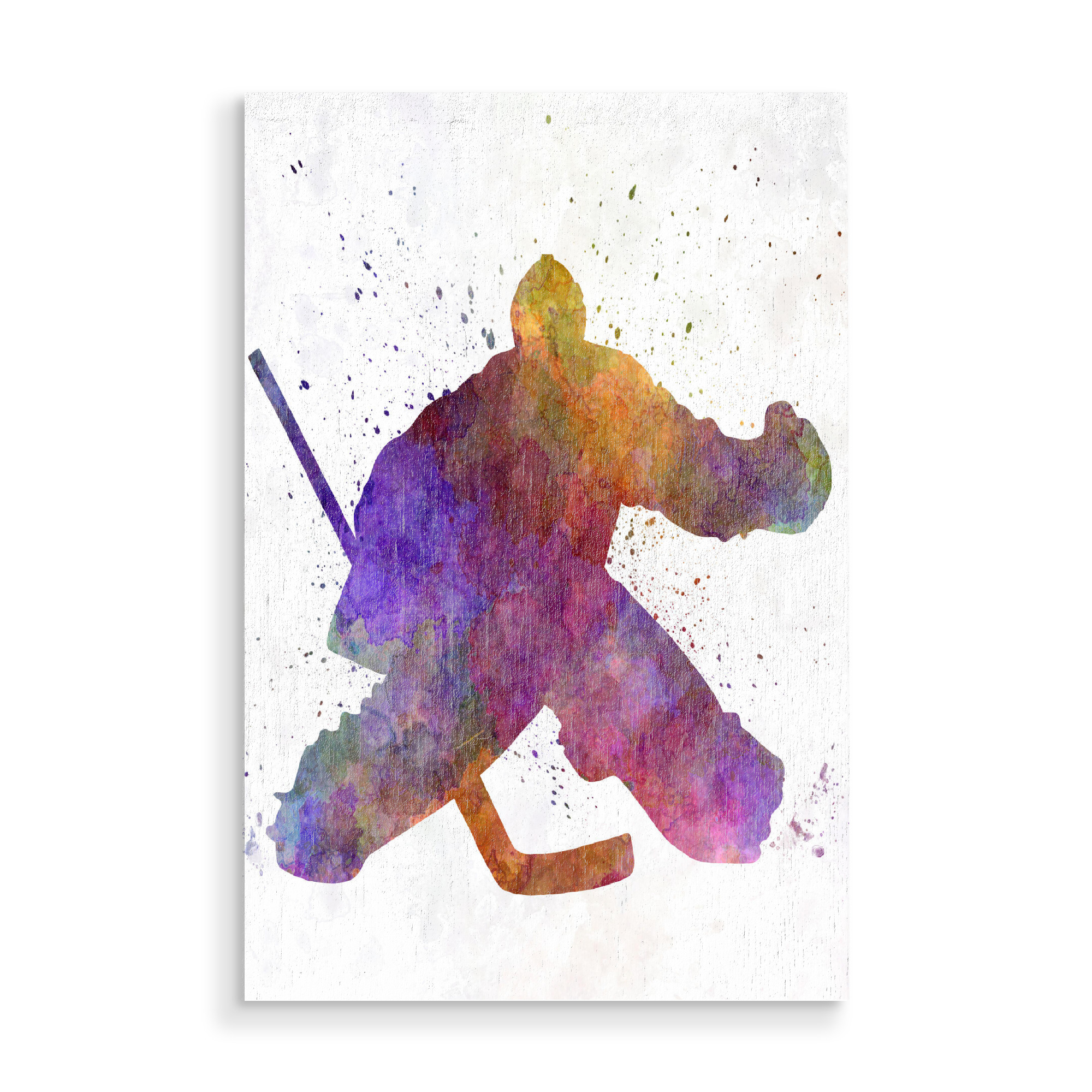 Holzbild "Hockey goalkeeper in watercolor" artboxONE - Sport - Sport,Sports,Color,Illustration,Hockey,Ice hockey,Stick,Watercolor,Championship,Winner