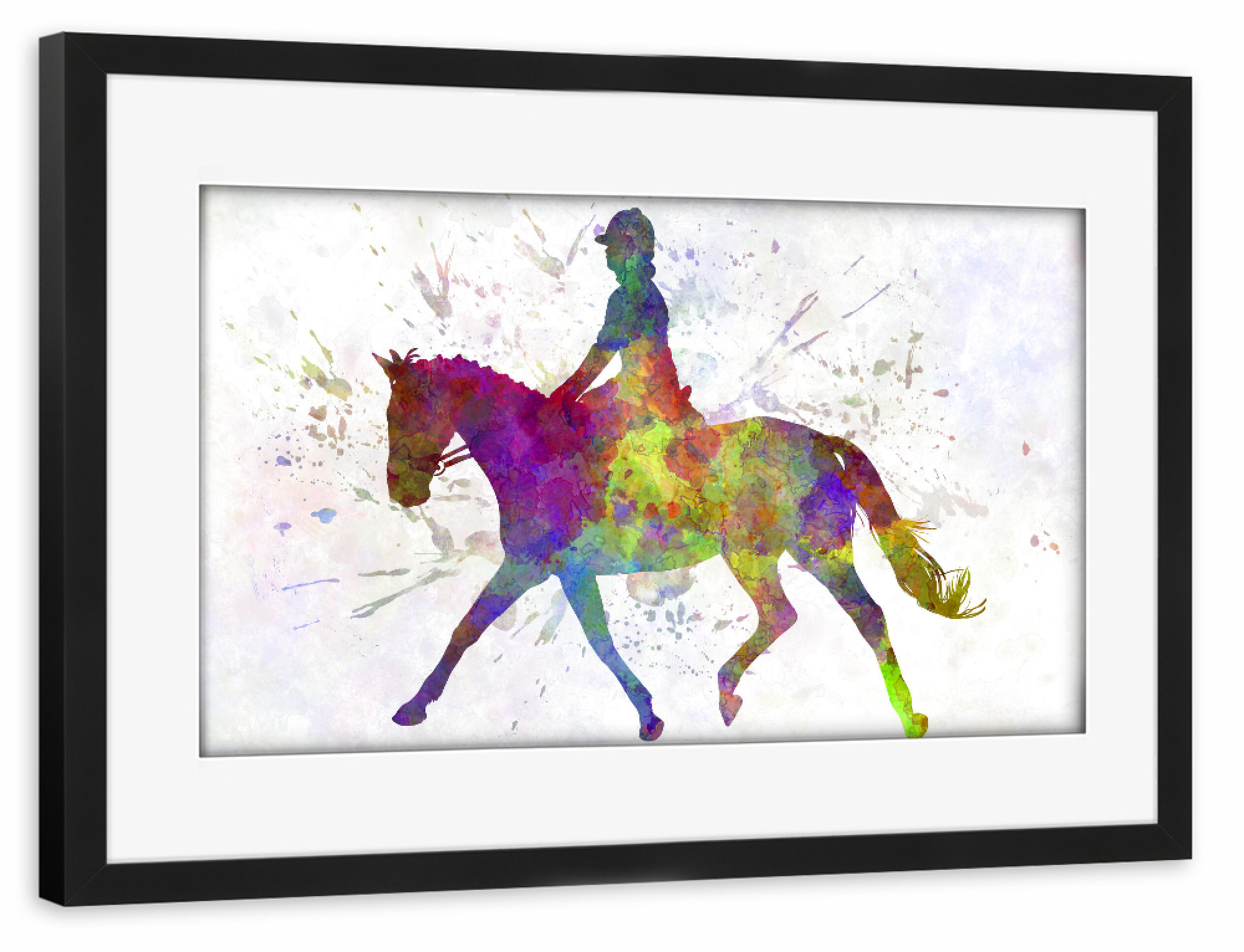 Poster mit Rahmen schwarz "Horse show in watercolor-e" artboxONE - Sport