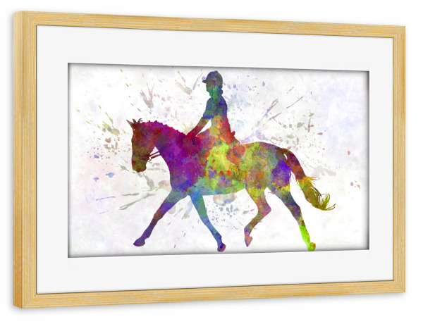 Poster mit Rahmen kiefer "Horse show in watercolor-e" artboxONE - Sport