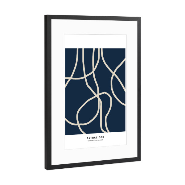 Poster mit Rahmen Schwarz (Metallic) "BLUE ABSTRACTION OF LINES" artboxONE - Abstrakt,Geometrie