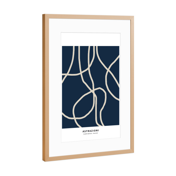 Poster mit Rahmen Kupfer "BLUE ABSTRACTION OF LINES" artboxONE - Abstrakt,Geometrie