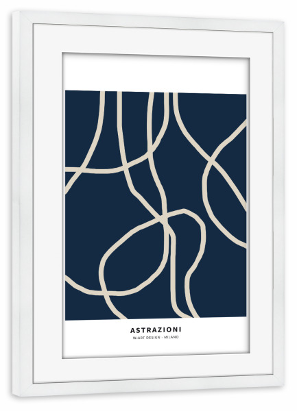 Poster mit Rahmen weiß "BLUE ABSTRACTION OF LINES" artboxONE - Abstrakt,Geometrie