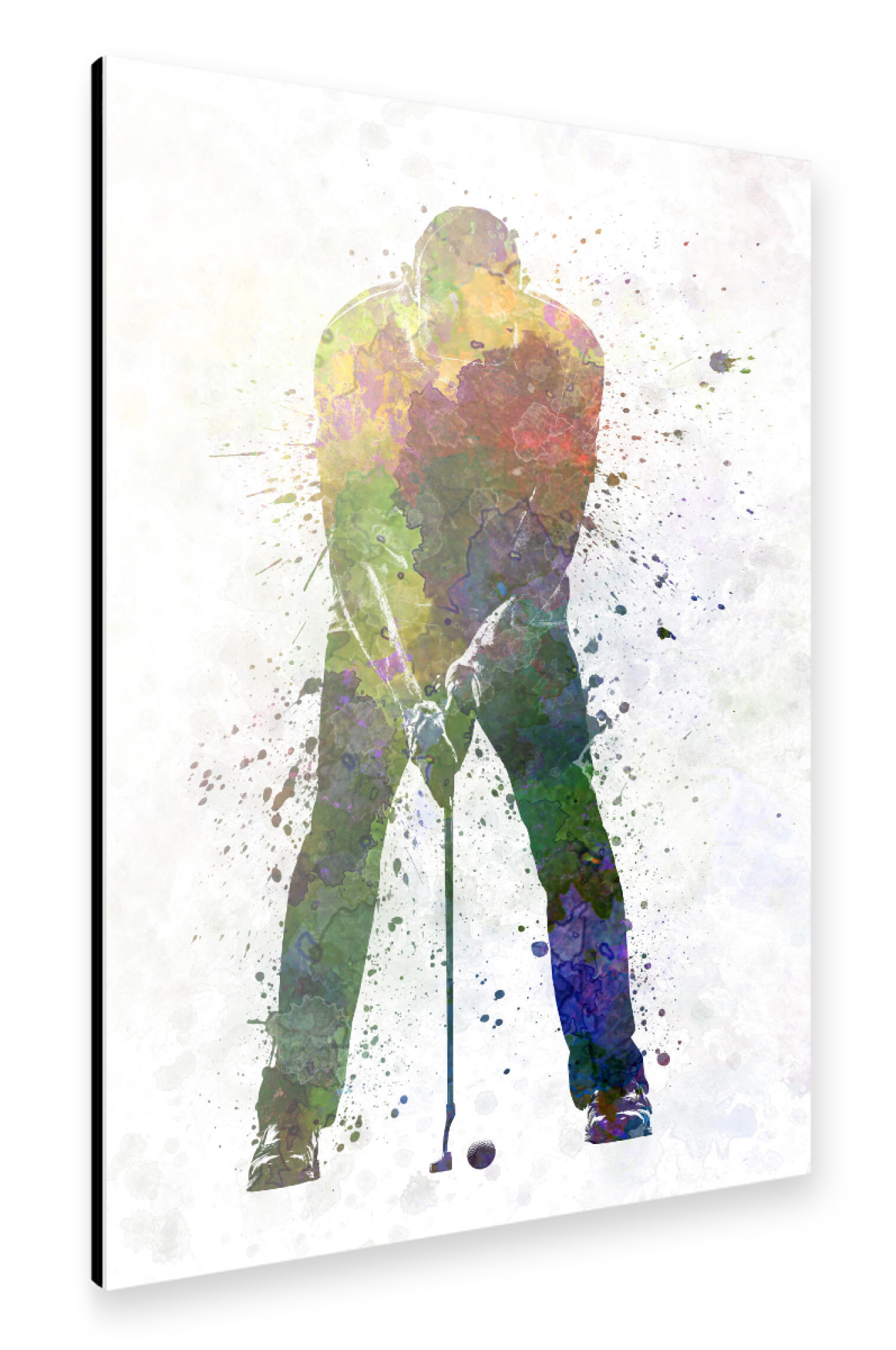 Alu-Dibond "Man golfer putting silhouette-b" 75x50 cm artboxONE