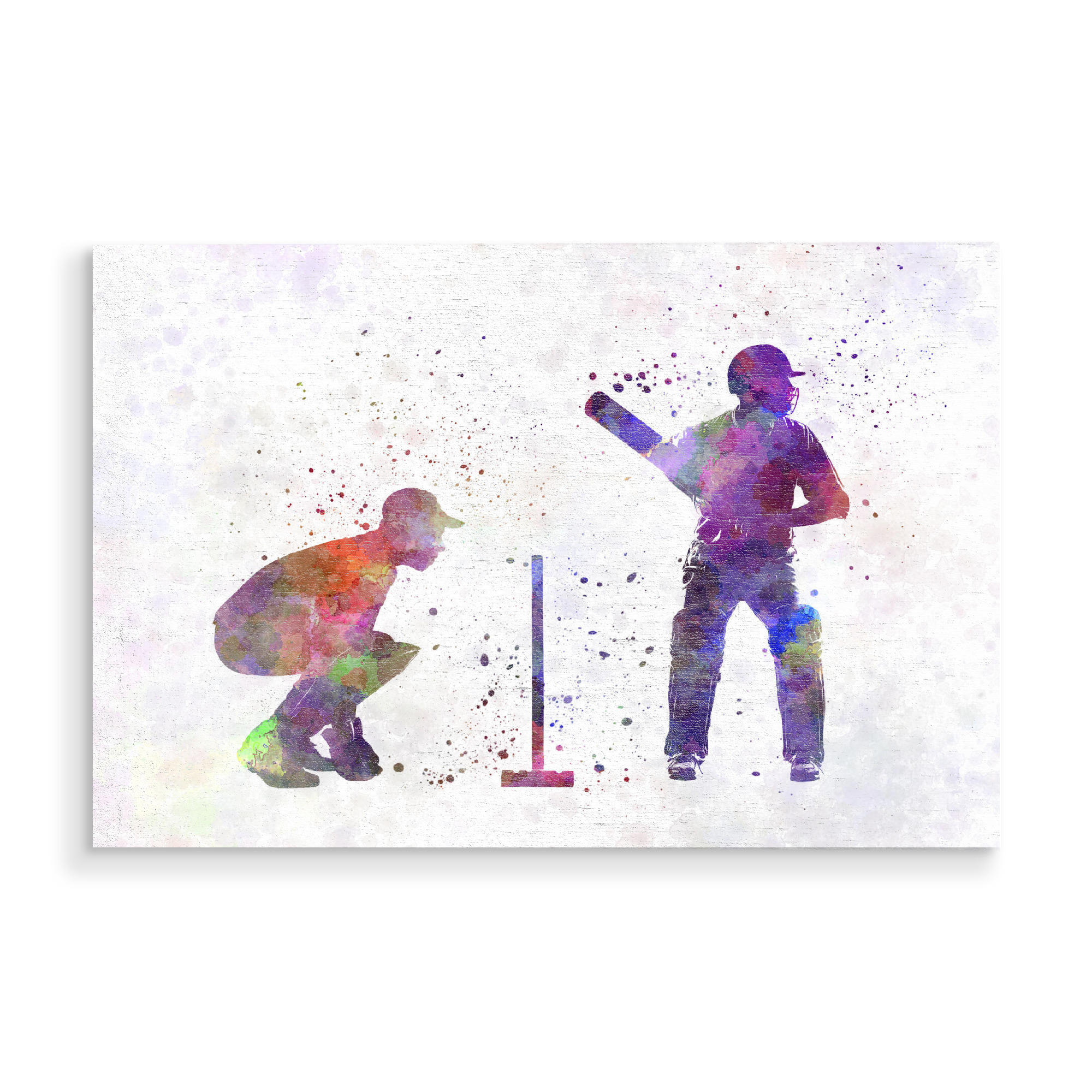 Holzbild "Cricket player" artboxONE - Sport - Sport,Sports,Color,Illustration,Cricket,Bat,Ball,Player,Stadium,America,Batsman