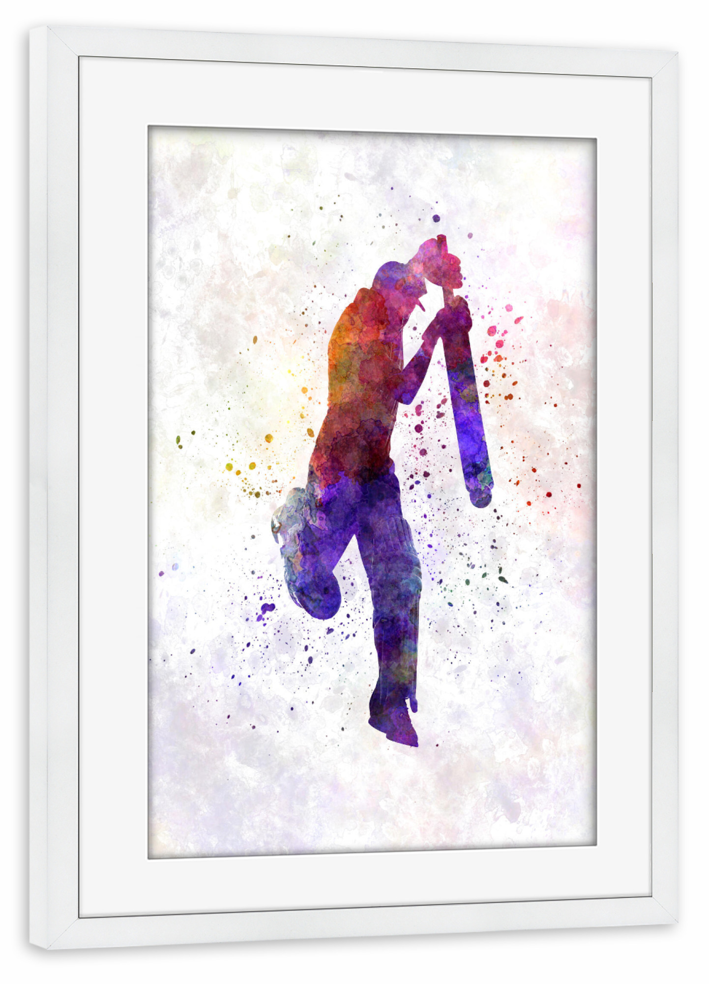 Poster mit Rahmen weiß "Cricket player batsma-i" artboxONE - Sport - Sport,Sports,Color,Illustration,Cricket,Bat,Ball,Player,Stadium,America,Batsman