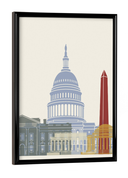 Poster mit schwarzem Rahmen "Washington DC skyline-b" artboxONE - Städte,Architektur