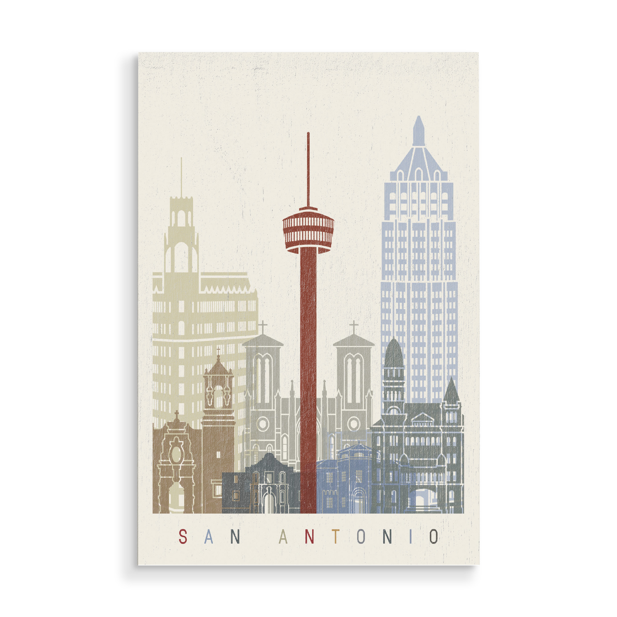Holzbild "San Antonio skyline" artboxONE - Städte,Architektur