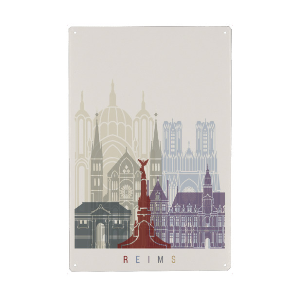 Holzbild "Reims skyline" artboxONE - Städte,Architektur
