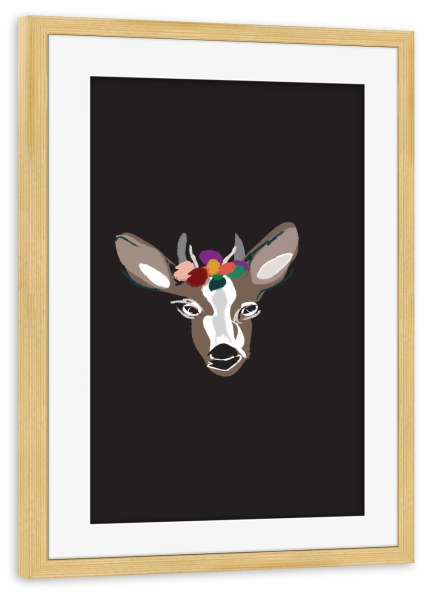 Poster mit Rahmen kiefer "Kleine Kuh" artboxONE - Für Kinder,Tiere