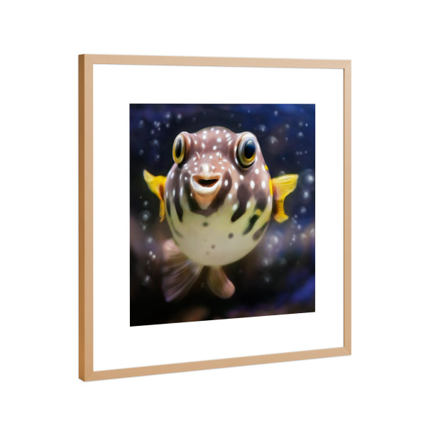 Poster mit Rahmen Kupfer "Fugu der Kugelfisch" artboxONE - Natur,Für Kinder,Tiere,Lustig