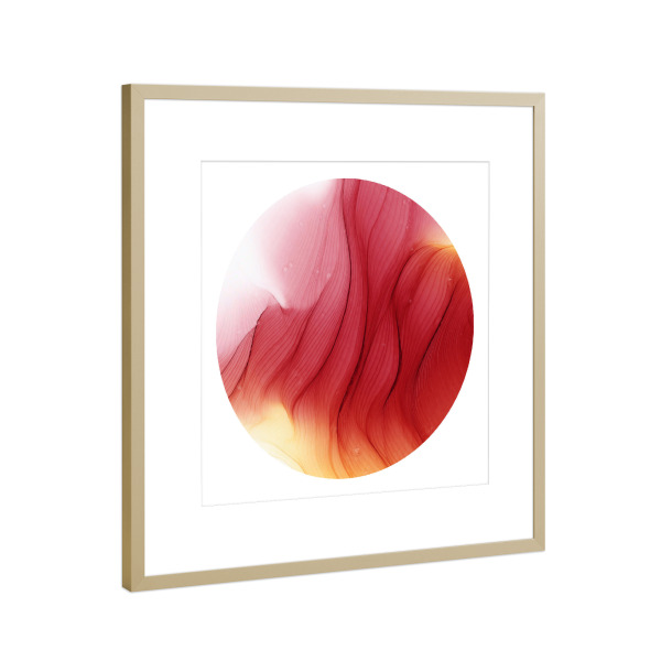 Poster mit Rahmen Gold "Red Time - - Waves" artboxONE - Abstrakt