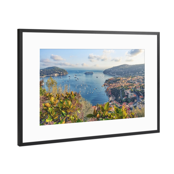 Poster mit Rahmen Schwarz (Metallic) "Villefranche Bay" artboxONE - Städte,Reise,Architektur,Reise / Strand und Meer,Reise / Länder