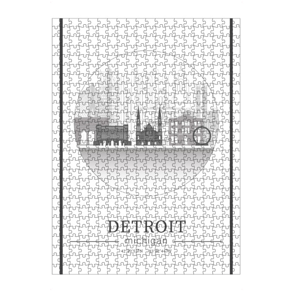 artboxONE Puzzle "Detroit skyline line art circle" artboxONE - Städte,Reise,Architektur,Kartografie